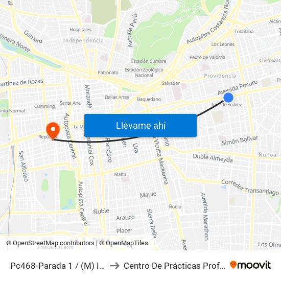 Pc468-Parada 1 / (M) Inés De Suarez to Centro De Prácticas Profesionales Udla map