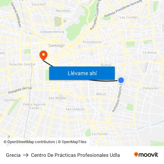 Grecia to Centro De Prácticas Profesionales Udla map