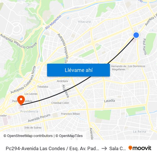 Pc294-Avenida Las Condes / Esq. Av. Padre H. Central to Sala Cuna map