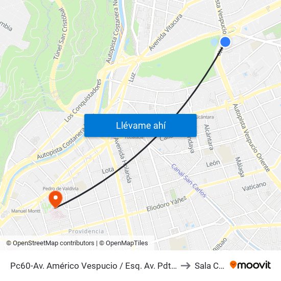 Pc60-Av. Américo Vespucio / Esq. Av. Pdte. Kennedy to Sala Cuna map