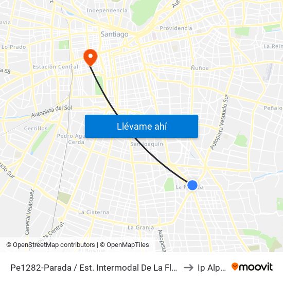 Pe1282-Parada / Est. Intermodal De La Florida to Ip Alpes map