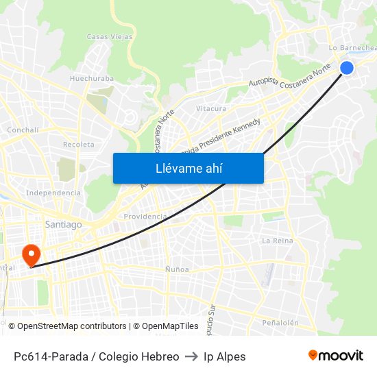 Pc614-Parada / Colegio Hebreo to Ip Alpes map