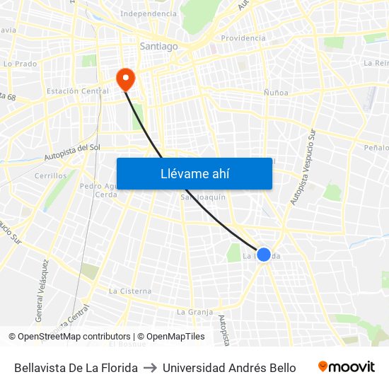 Bellavista De La Florida to Universidad Andrés Bello map