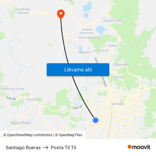 Santiago Bueras to Posta Til Til map