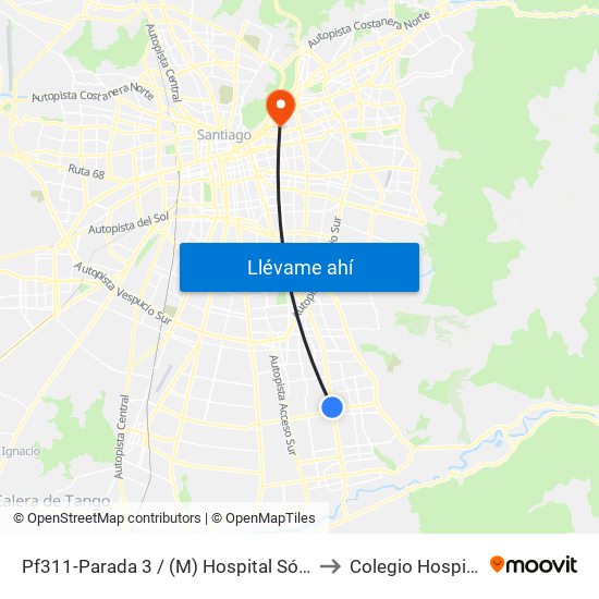 Pf311-Parada 3 / (M) Hospital Sótero Del Río to Colegio Hospitalario map