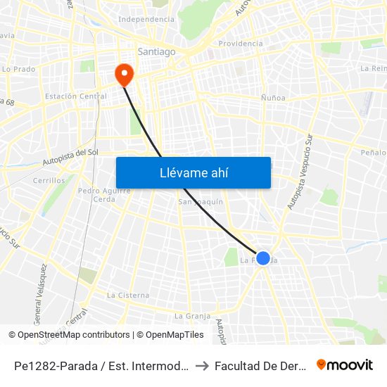 Pe1282-Parada / Est. Intermodal De La Florida to Facultad De Derecho Udla map