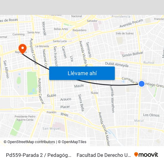 Pd559-Parada 2 / Pedagógico to Facultad De Derecho Udla map