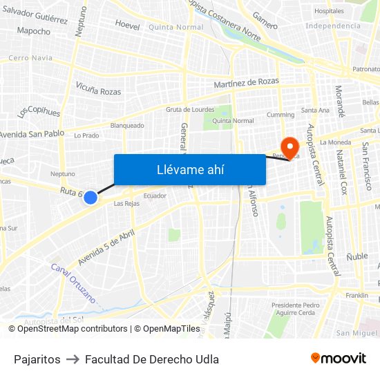 Pajaritos to Facultad De Derecho Udla map