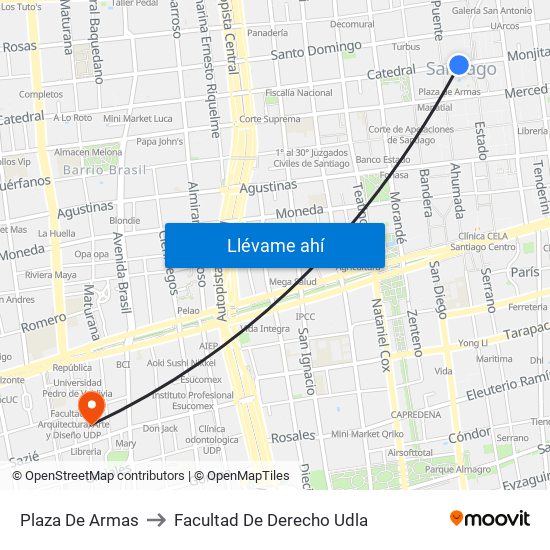 Plaza De Armas to Facultad De Derecho Udla map