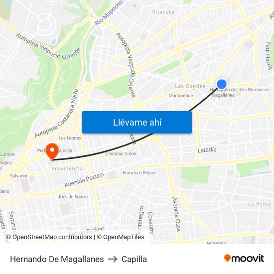 Hernando De Magallanes to Capilla map