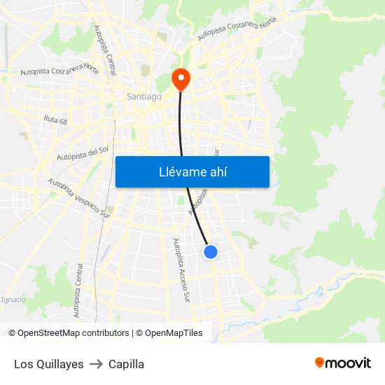 Los Quillayes to Capilla map