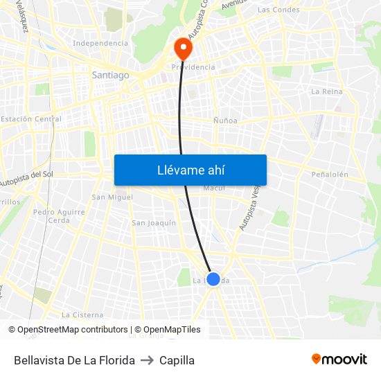Bellavista De La Florida to Capilla map
