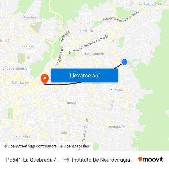 Pc541-La Quebrada / Esq. Av. Paul Harris to Instituto De Neurocirugía Doctor Alfonso Asenjo map