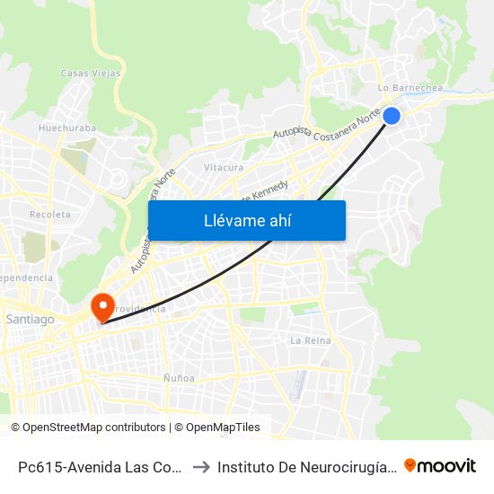 Pc615-Avenida Las Condes / Esq. La Cabaña to Instituto De Neurocirugía Doctor Alfonso Asenjo map