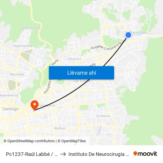 Pc1237-Raúl Labbé / Esq. Av. La Dehesa to Instituto De Neurocirugía Doctor Alfonso Asenjo map