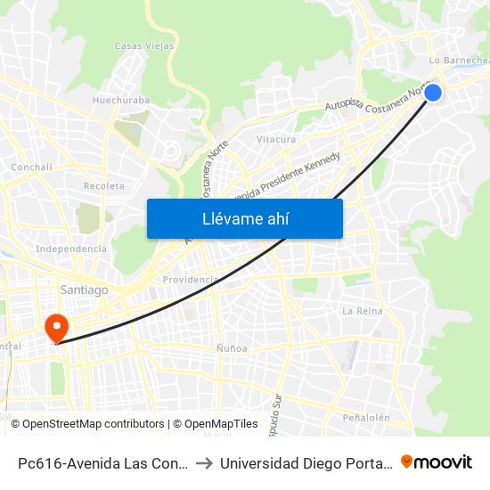 Pc616-Avenida Las Condes / Esq. Sn. Fco. De Asís to Universidad Diego Portales - Facultad De Ingeniería map