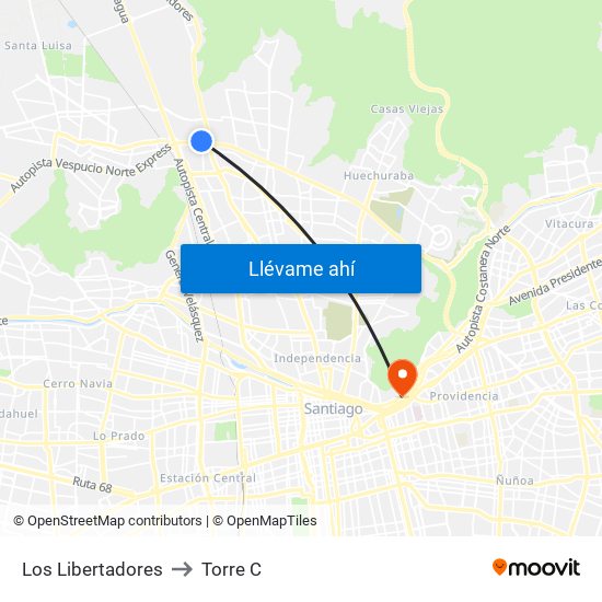 Los Libertadores to Torre C map