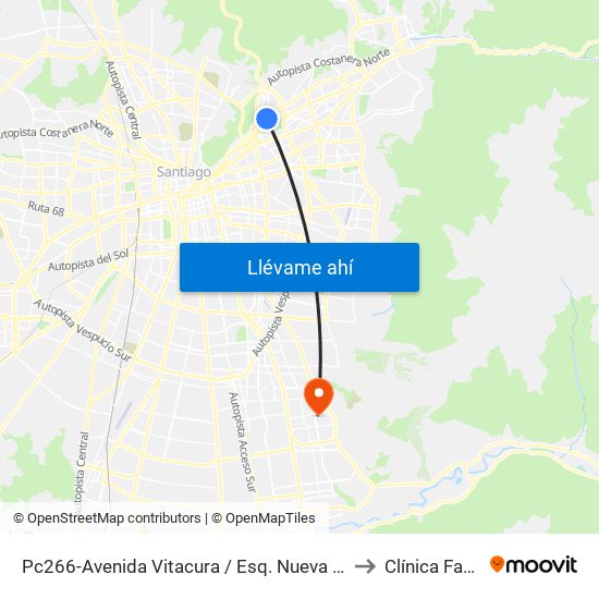 Pc266-Avenida Vitacura / Esq. Nueva Costanera to Clínica Familia map