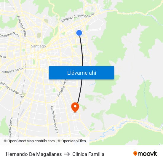 Hernando De Magallanes to Clínica Familia map