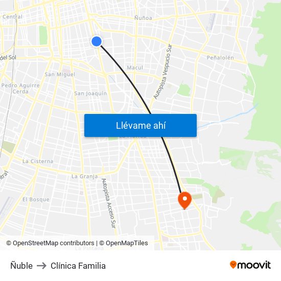 Ñuble to Clínica Familia map