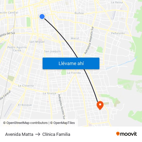 Avenida Matta to Clínica Familia map