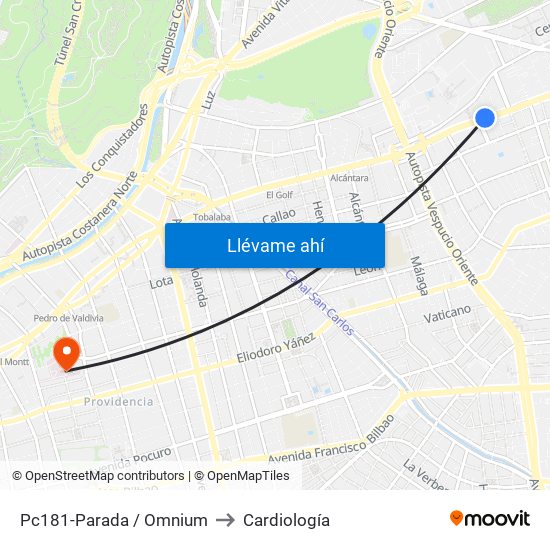 Pc181-Parada / Omnium to Cardiología map