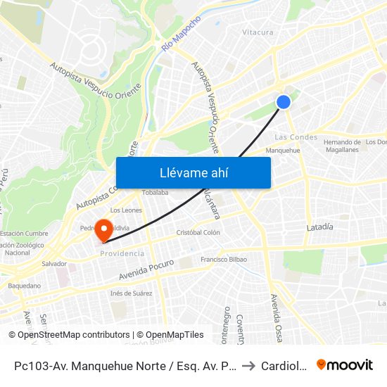 Pc103-Av. Manquehue Norte / Esq. Av. Pdte. Riesco to Cardiología map