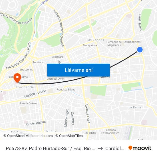 Pc678-Av. Padre Hurtado-Sur / Esq. Río Guadiana to Cardiología map