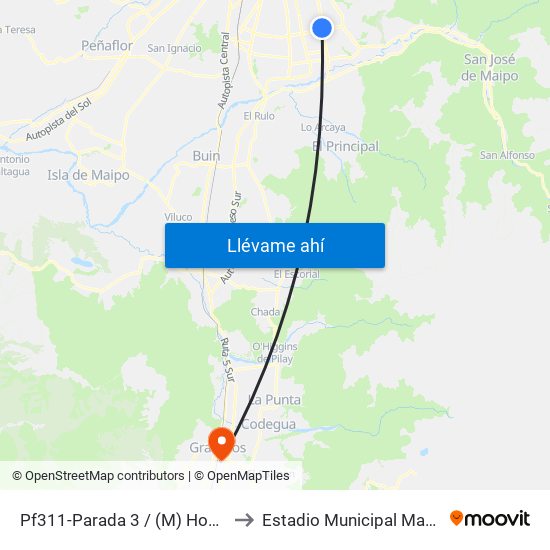 Pf311-Parada 3 / (M) Hospital Sótero Del Río to Estadio Municipal Maximiliano Cáceres map