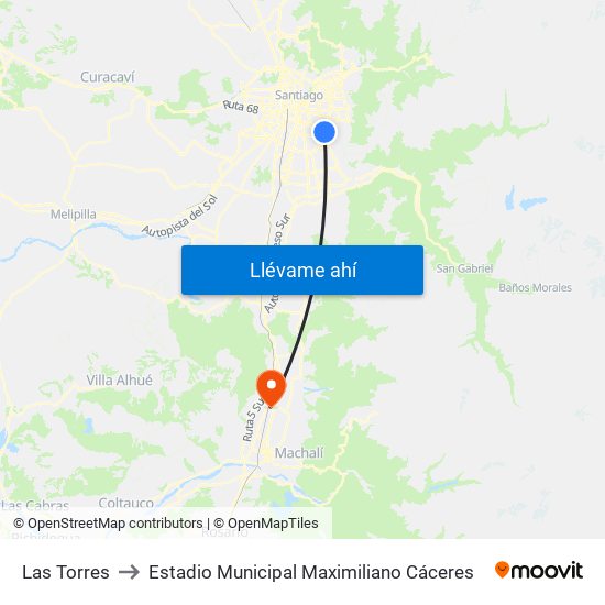 Las Torres to Estadio Municipal Maximiliano Cáceres map