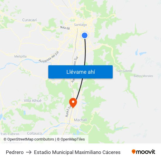 Pedrero to Estadio Municipal Maximiliano Cáceres map