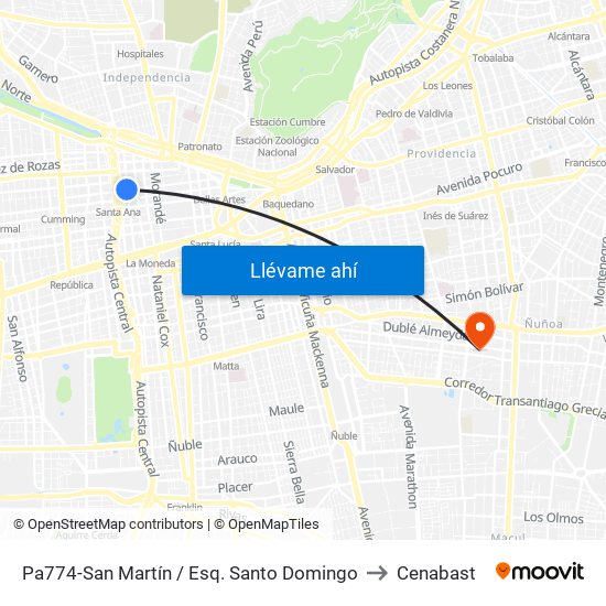 Pa774-San Martín / Esq. Santo Domingo to Cenabast map