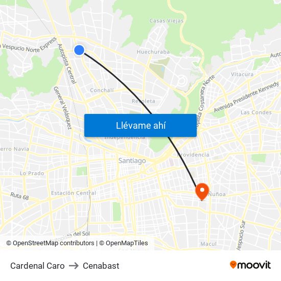 Cardenal Caro to Cenabast map