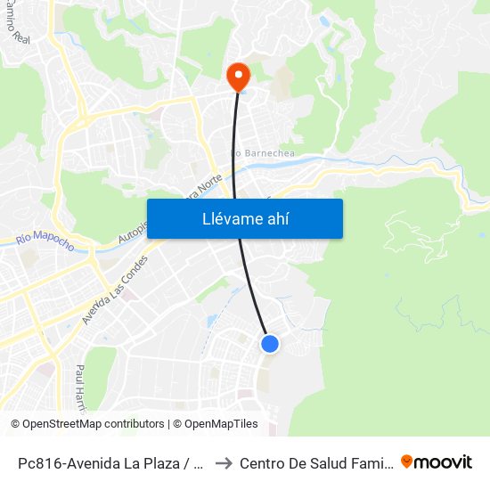 Pc816-Avenida La Plaza / Esq. Rep. De Hondura to Centro De Salud Familiar Lo Barnechea map