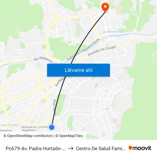 Pc679-Av. Padre Hurtado-Sur / Esq. Patagonia to Centro De Salud Familiar Lo Barnechea map