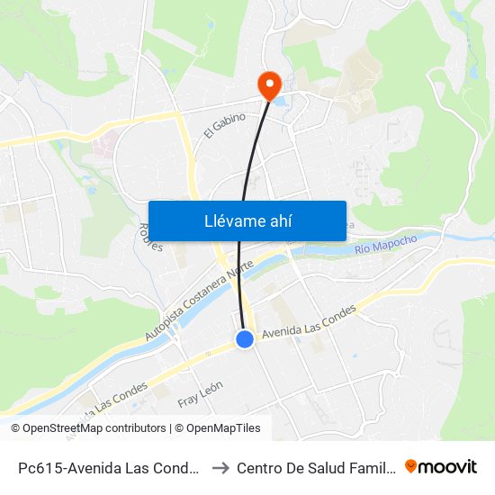 Pc615-Avenida Las Condes / Esq. La Cabaña to Centro De Salud Familiar Lo Barnechea map