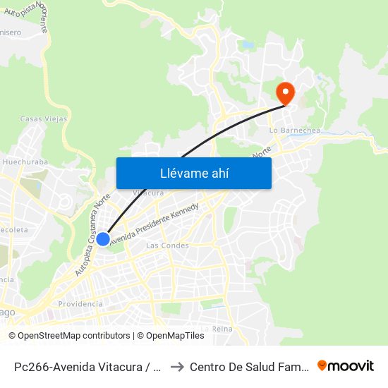 Pc266-Avenida Vitacura / Esq. Nueva Costanera to Centro De Salud Familiar Lo Barnechea map