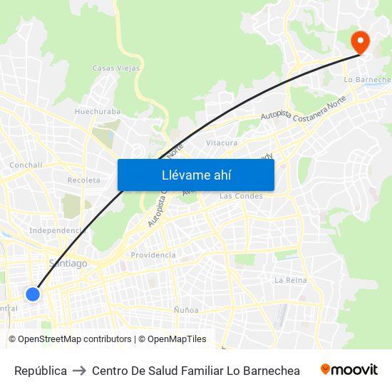 República to Centro De Salud Familiar Lo Barnechea map