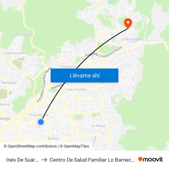 Inés De Suárez to Centro De Salud Familiar Lo Barnechea map