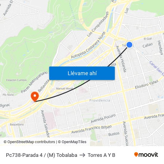 Pc738-Parada 4 / (M) Tobalaba to Torres A Y B map