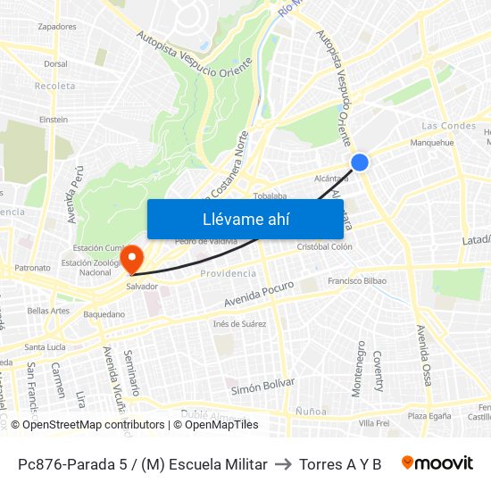 Pc876-Parada 5 / (M) Escuela Militar to Torres A Y B map