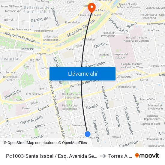 Pc1003-Santa Isabel / Esq. Avenida Seminario to Torres A Y B map