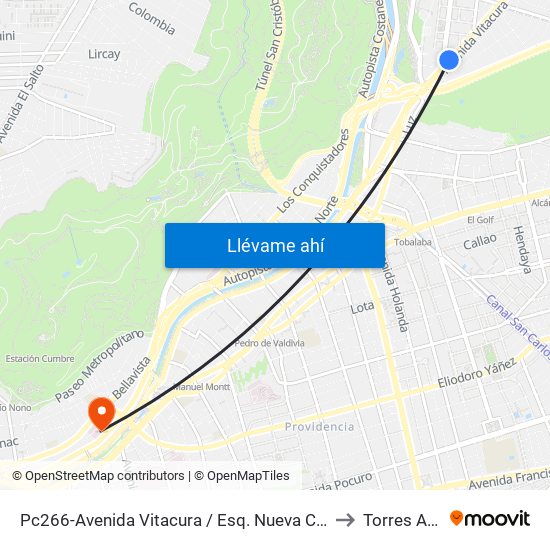 Pc266-Avenida Vitacura / Esq. Nueva Costanera to Torres A Y B map