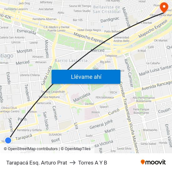 Tarapacá Esq. Arturo Prat to Torres A Y B map