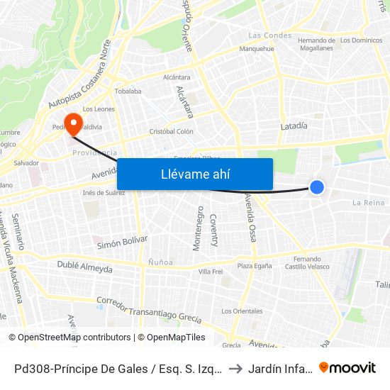 Pd308-Príncipe De Gales / Esq. S. Izquierdo to Jardín Infantil map