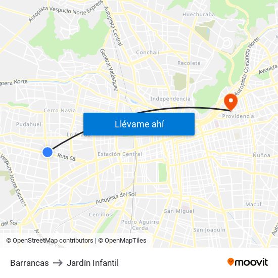 Barrancas to Jardín Infantil map