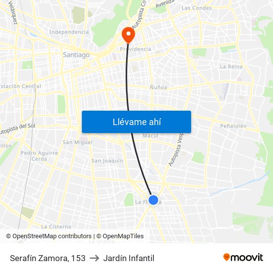 Serafín Zamora, 153 to Jardín Infantil map