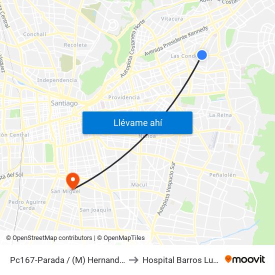 Pc167-Parada / (M) Hernando De Magallanes to Hospital Barros Luco - Trudeau map