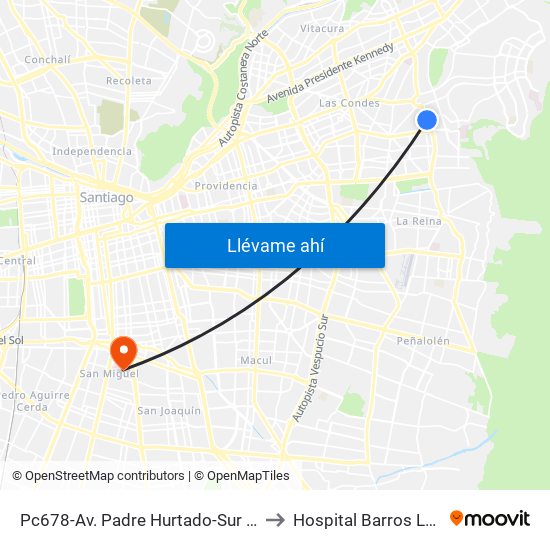 Pc678-Av. Padre Hurtado-Sur / Esq. Río Guadiana to Hospital Barros Luco - Trudeau map