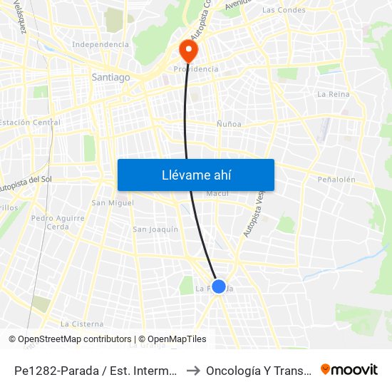 Pe1282-Parada / Est. Intermodal De La Florida to Oncología Y Transplante (Troi) map